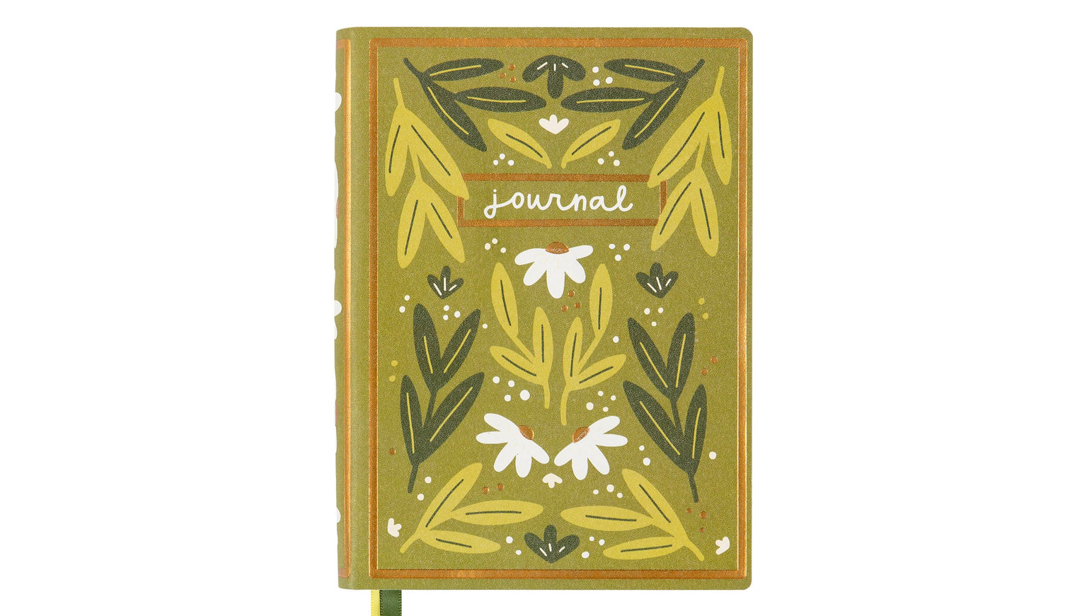 front cover of Green Book Journal with floral design