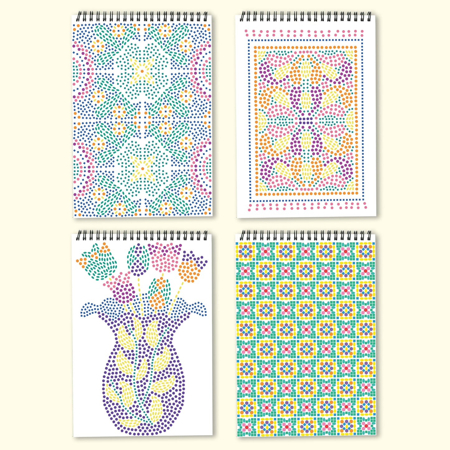 4 examples of colored mediterranean pages