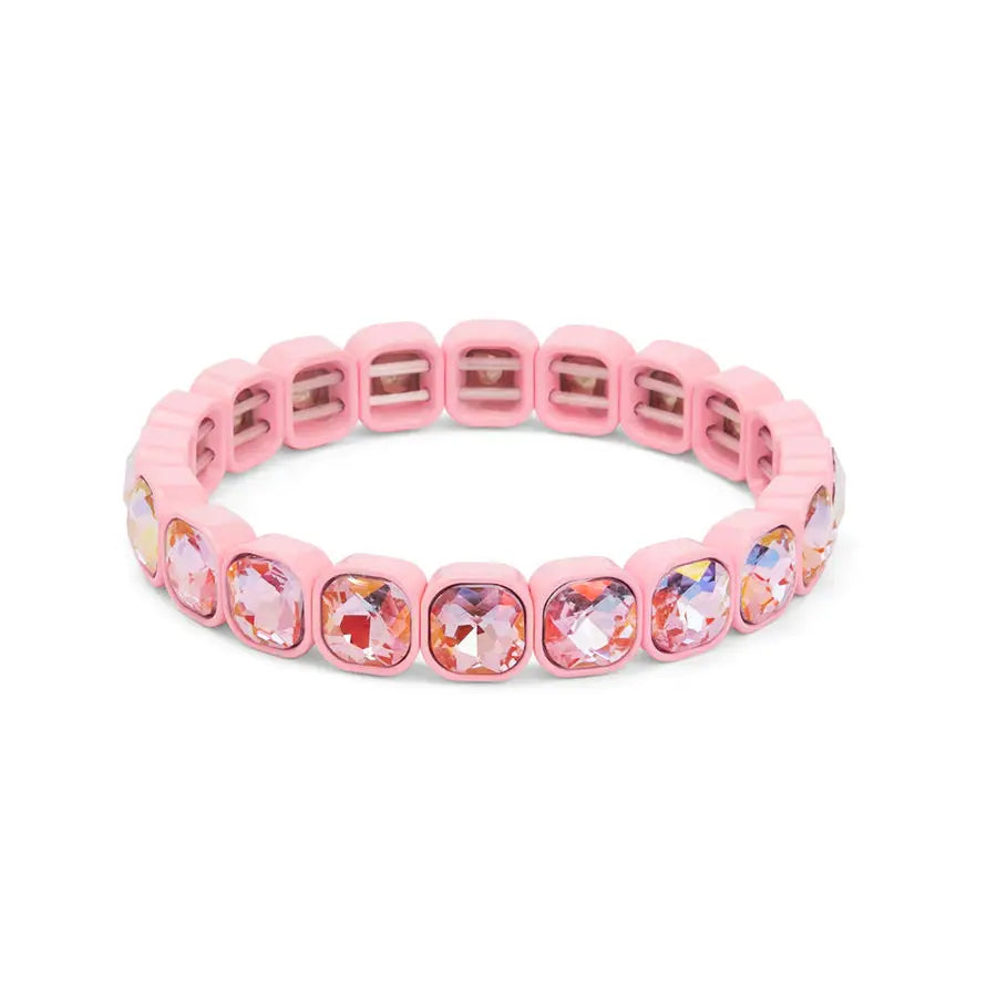 Pink bracelet with crystals on a white background