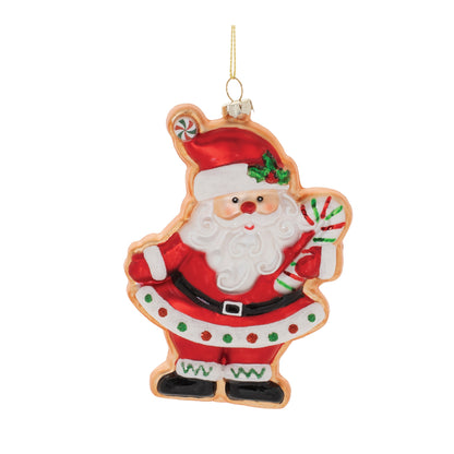 glass santa cookie ornament