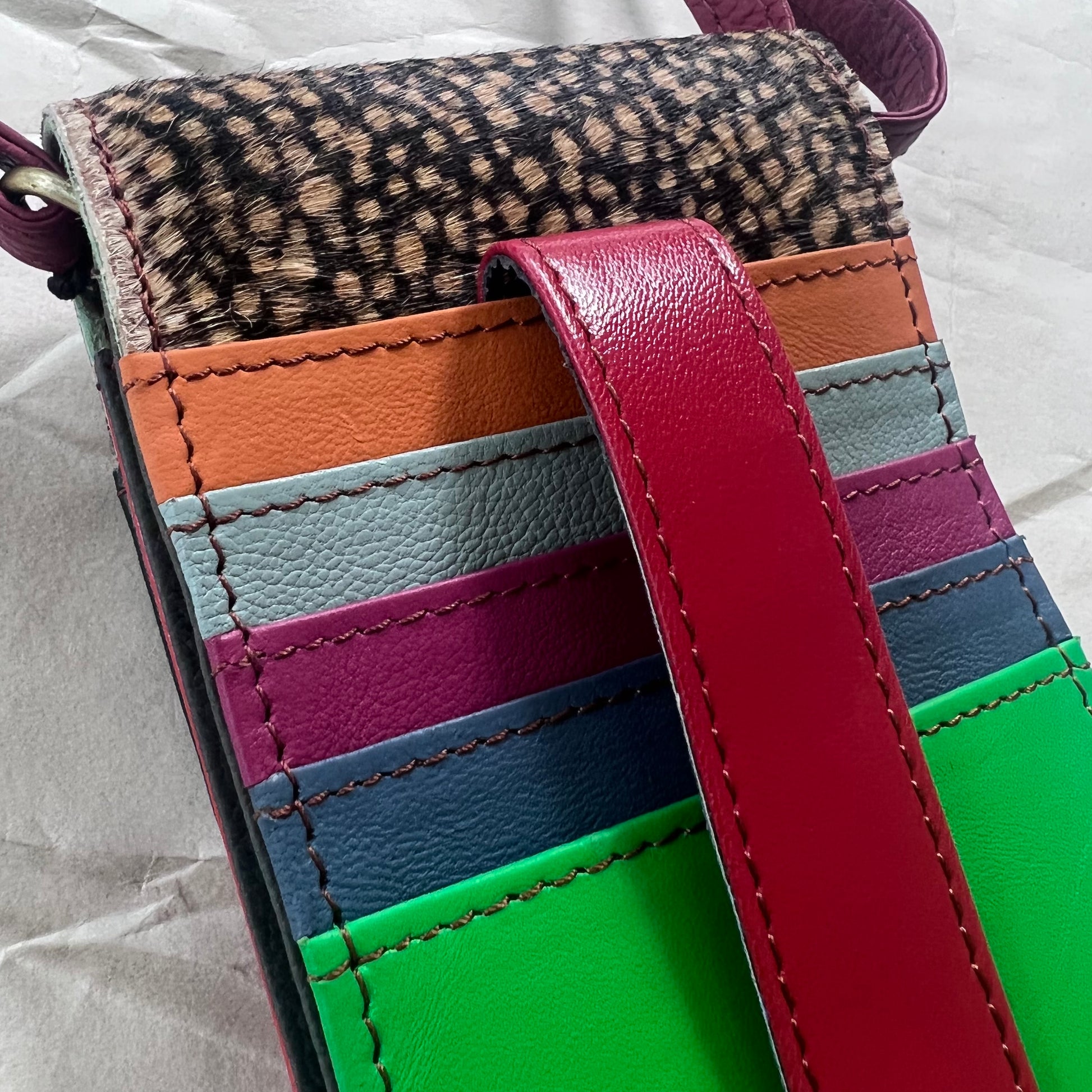 close-up of colorful card slots