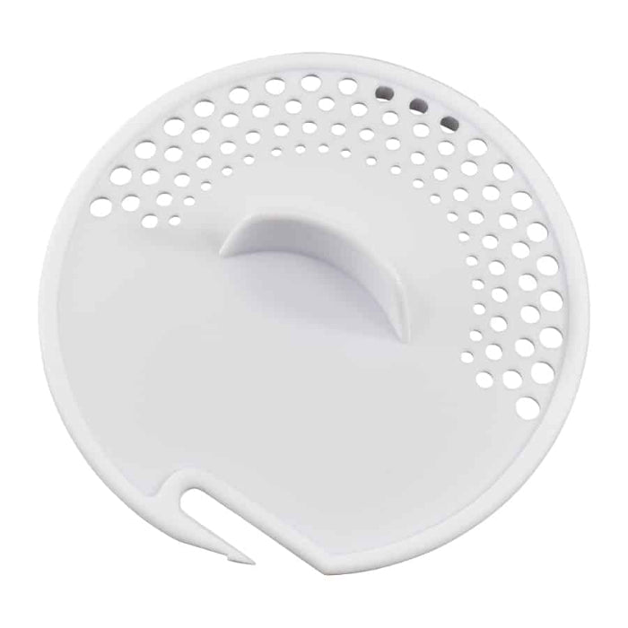 white plastic can strainer.