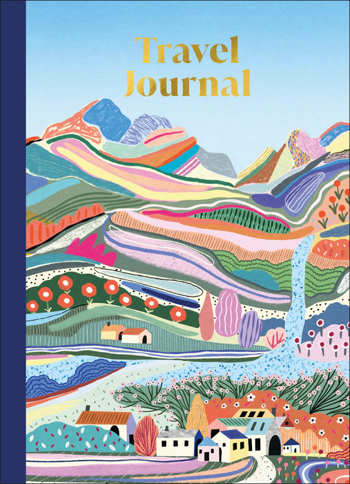 journal cover featuring multi colored mountain vilage scene with gold title text