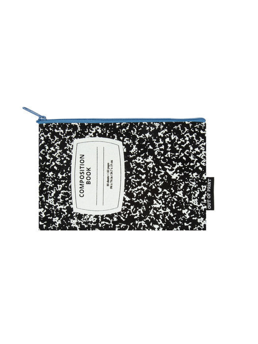 zipper pouch designed to look like a coposition notebook