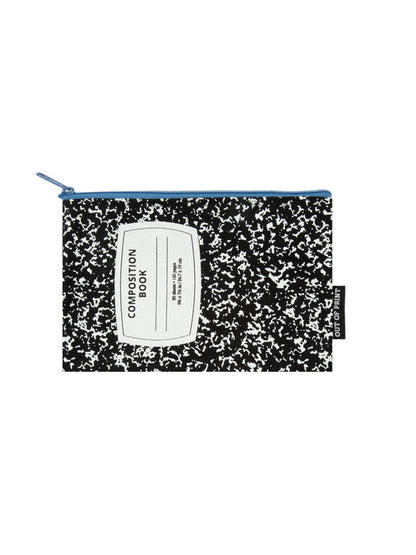 zipper pouch designed to look like a coposition notebook