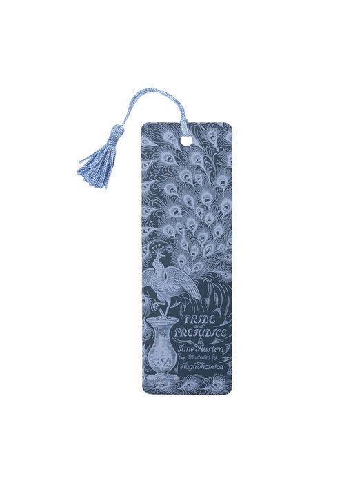 slate blue and dark slate blue colored bookmark with Pride and Prejudice motifs