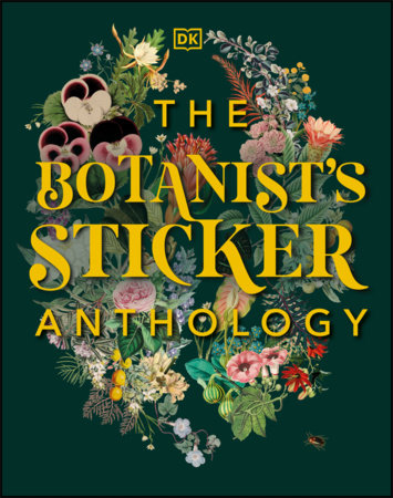 dark green book cover featuring floral images and yellow title text