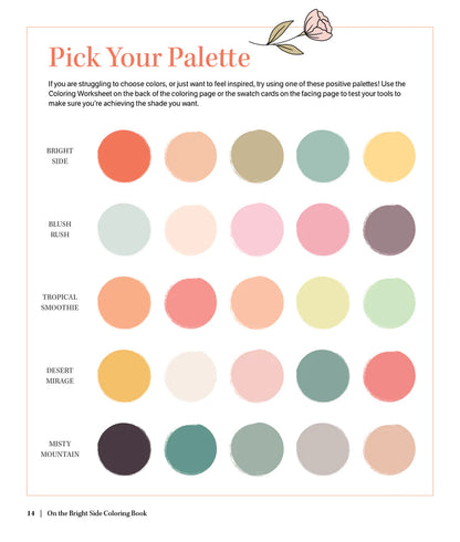 Color swatches for 'Pick Your Palette' with descriptive text on a white background