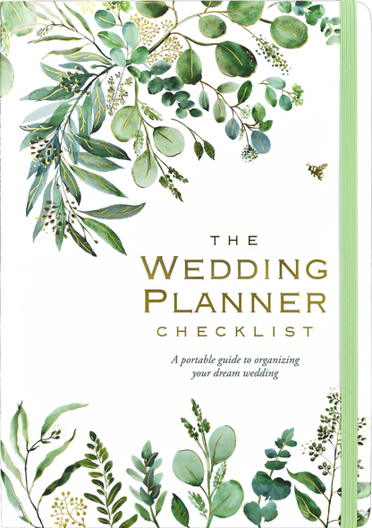 front cover of Eucalyptus Wedding Planner Checklist with greenery artwork on cover.