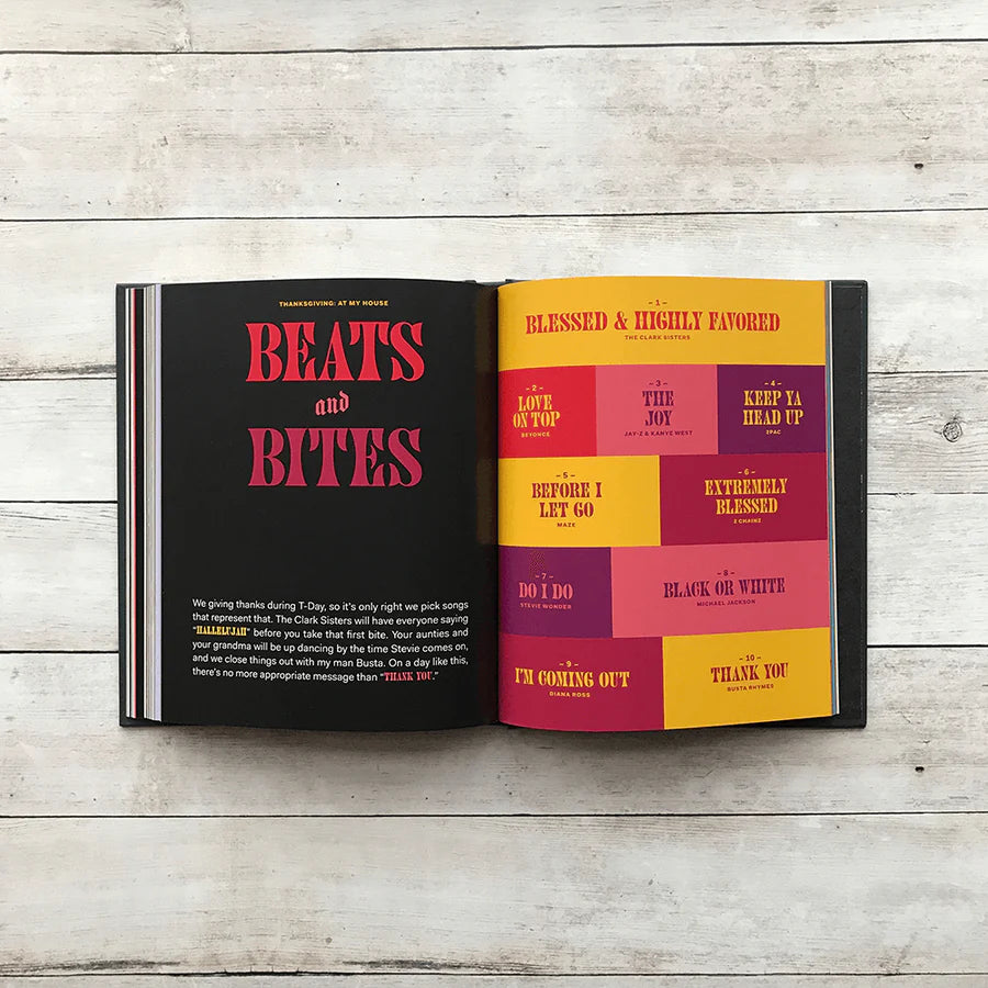 inside pages of snoop dogg's cookbook with title page for beats and bites chapter.