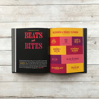 inside pages of snoop dogg's cookbook with title page for beats and bites chapter.