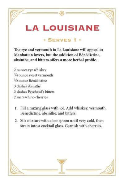 recipe card for la louisiane beverage
