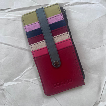 crimson Cassie Card Holder with colorful card slots