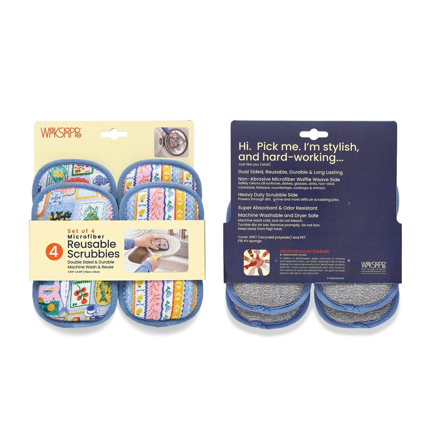 4 mediterranean summer scrubbies in their packageing