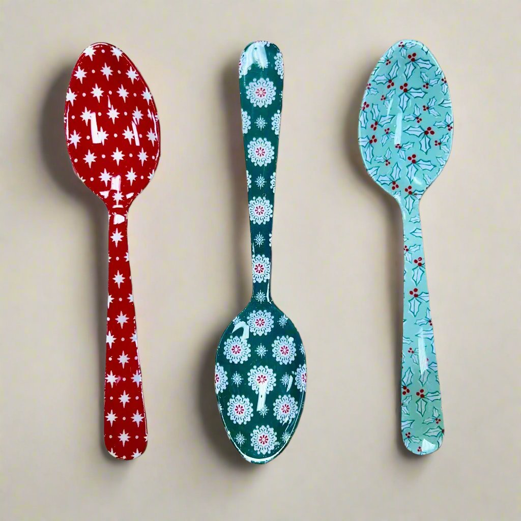 3 styles of christmas spoons.