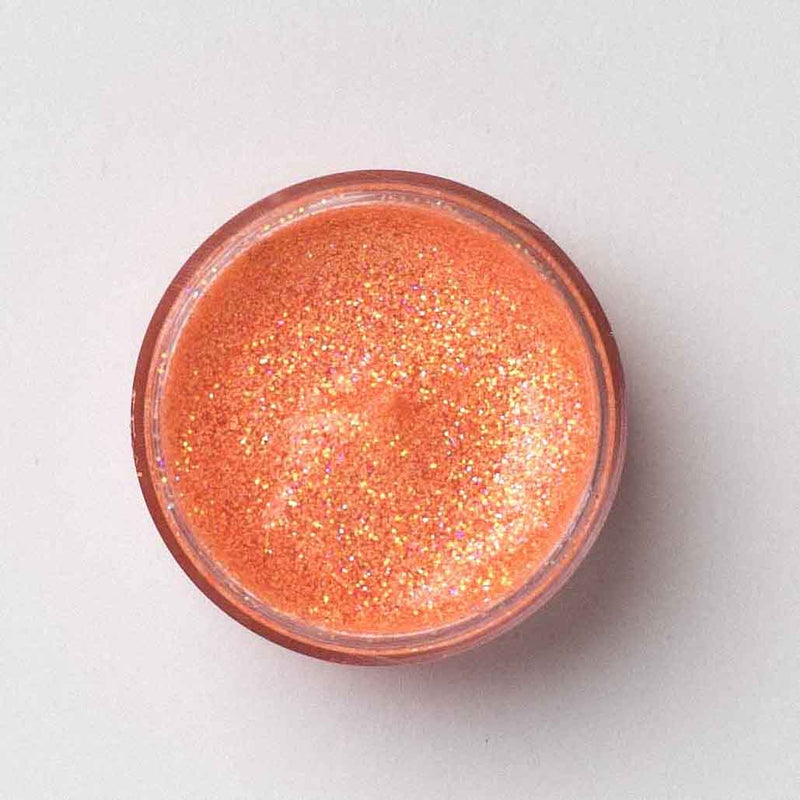 top view of open jar of galexie glister radiant cosmetic glitter gel.