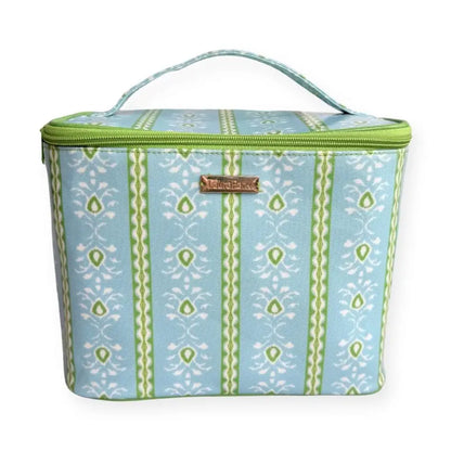rosemary stripe train case shown on a white background
