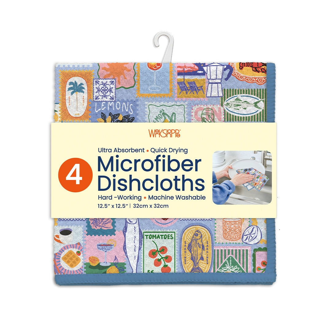 mediterranean summer dish cloth set folded in its packaging