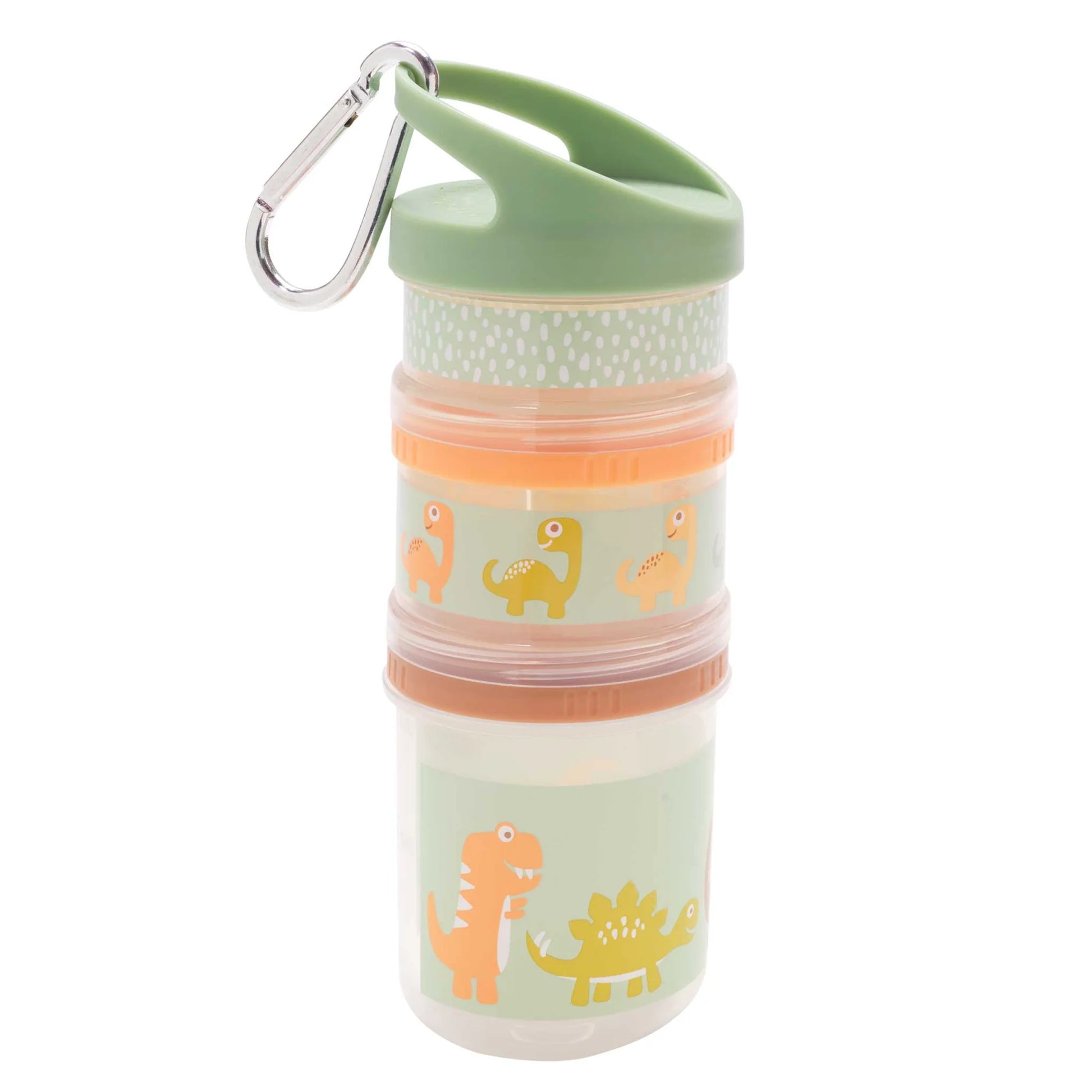 Baby Dinosaur twist and snack container on a white background.