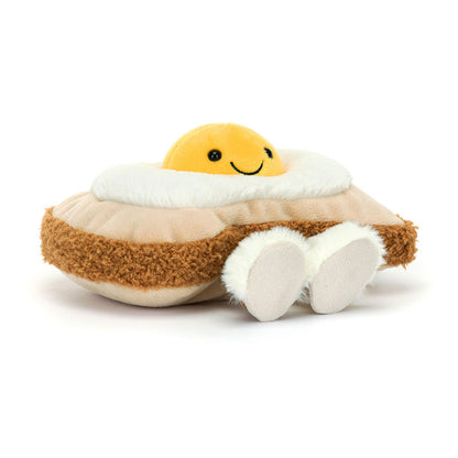 angled view of Amuseable Egglantine Egg on Toast Plush Toy