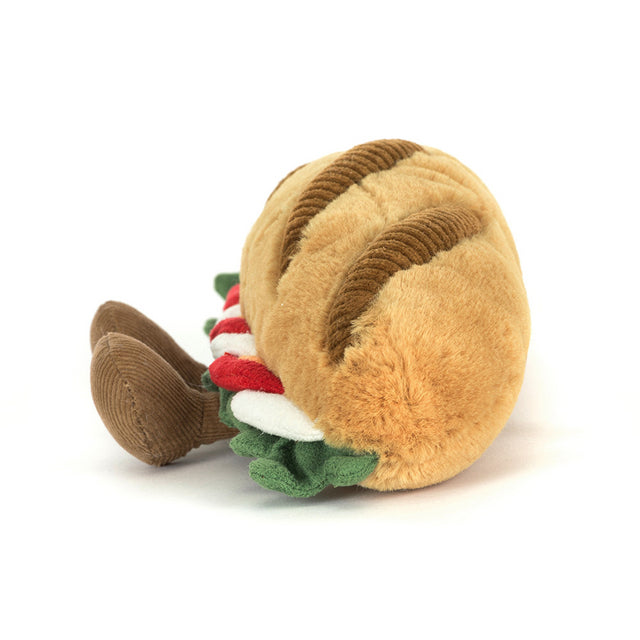 side view of caprese baguette plush toy