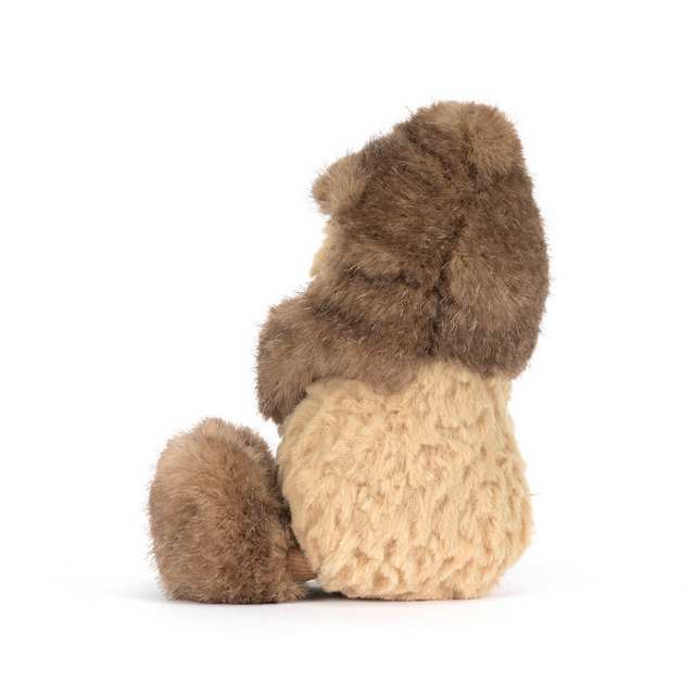 side view of Amuseables Peanut Yeti Outfit Plush Toy