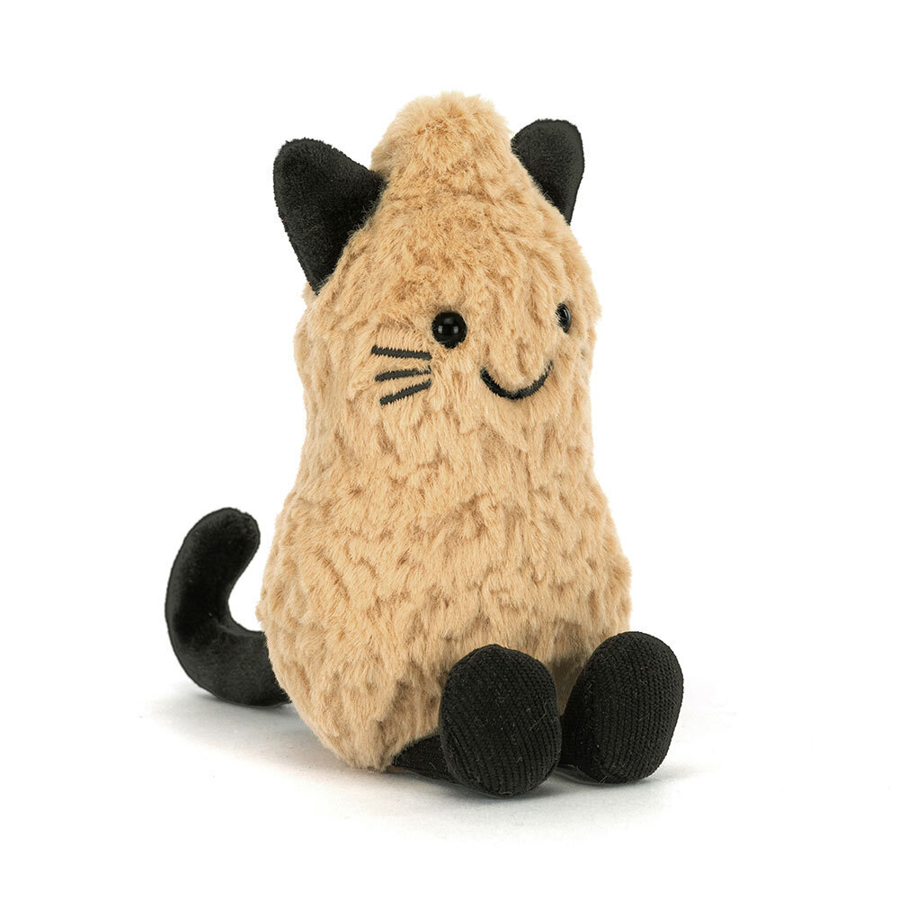 front view of Amuseables Peanut Cat Outfit Plush Toy