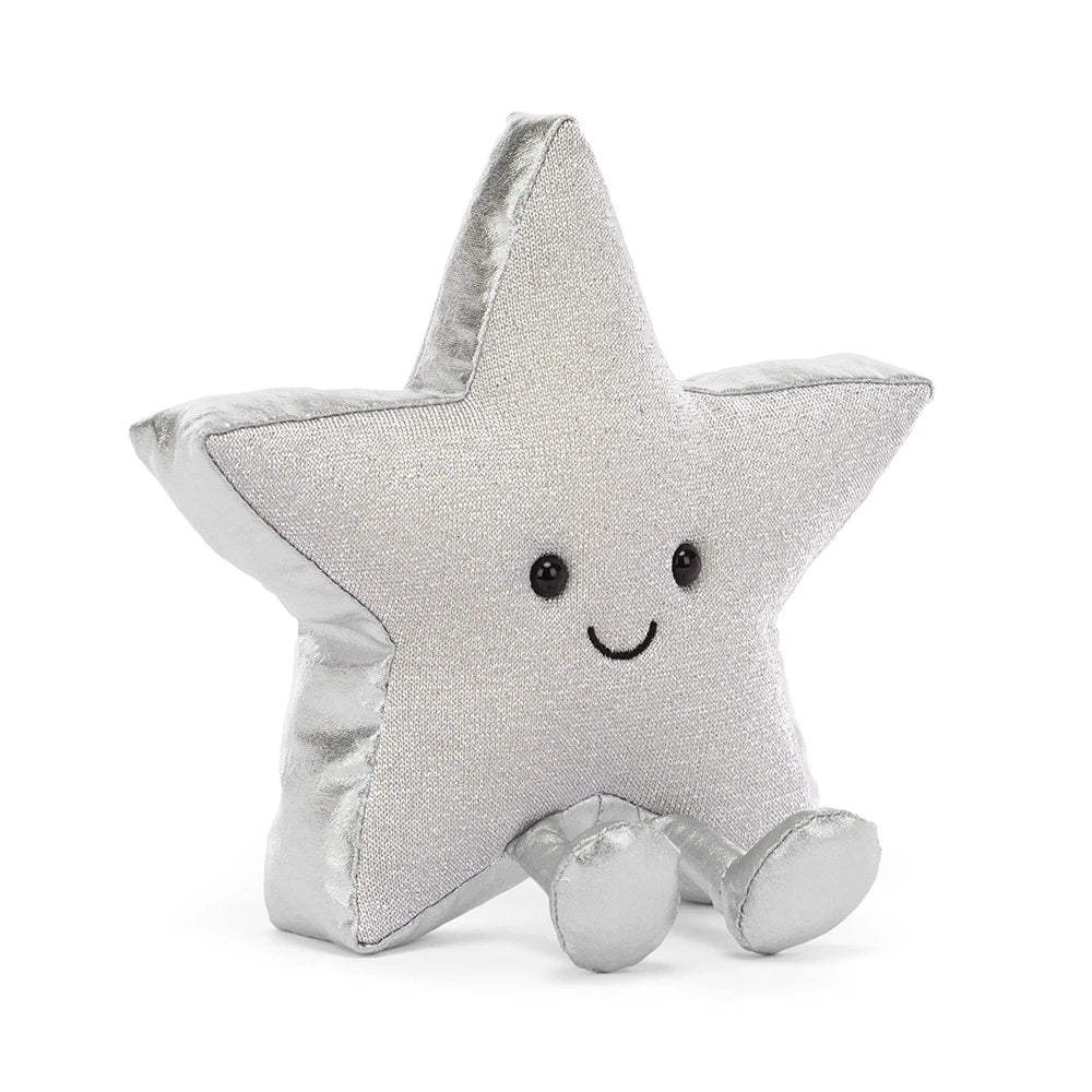 front view of Amuseables Silver Star Plush Toy