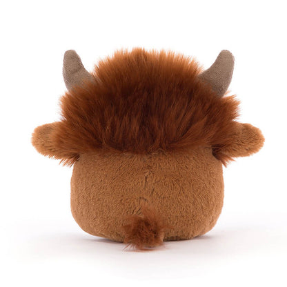 back view of plush highland cow on a white background