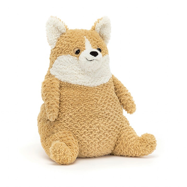 front view of the Amore Corgi Plush Toy displayed against a white background