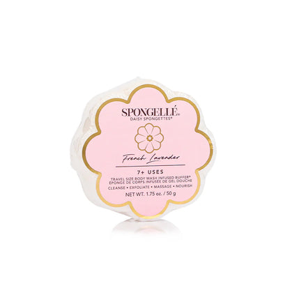 Spongellé Daisy Spongelette packaging with pink and gold design on a white background