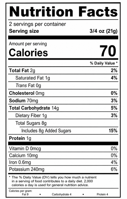 Apple Fritter Soft Batch Cookies Nutritional Label