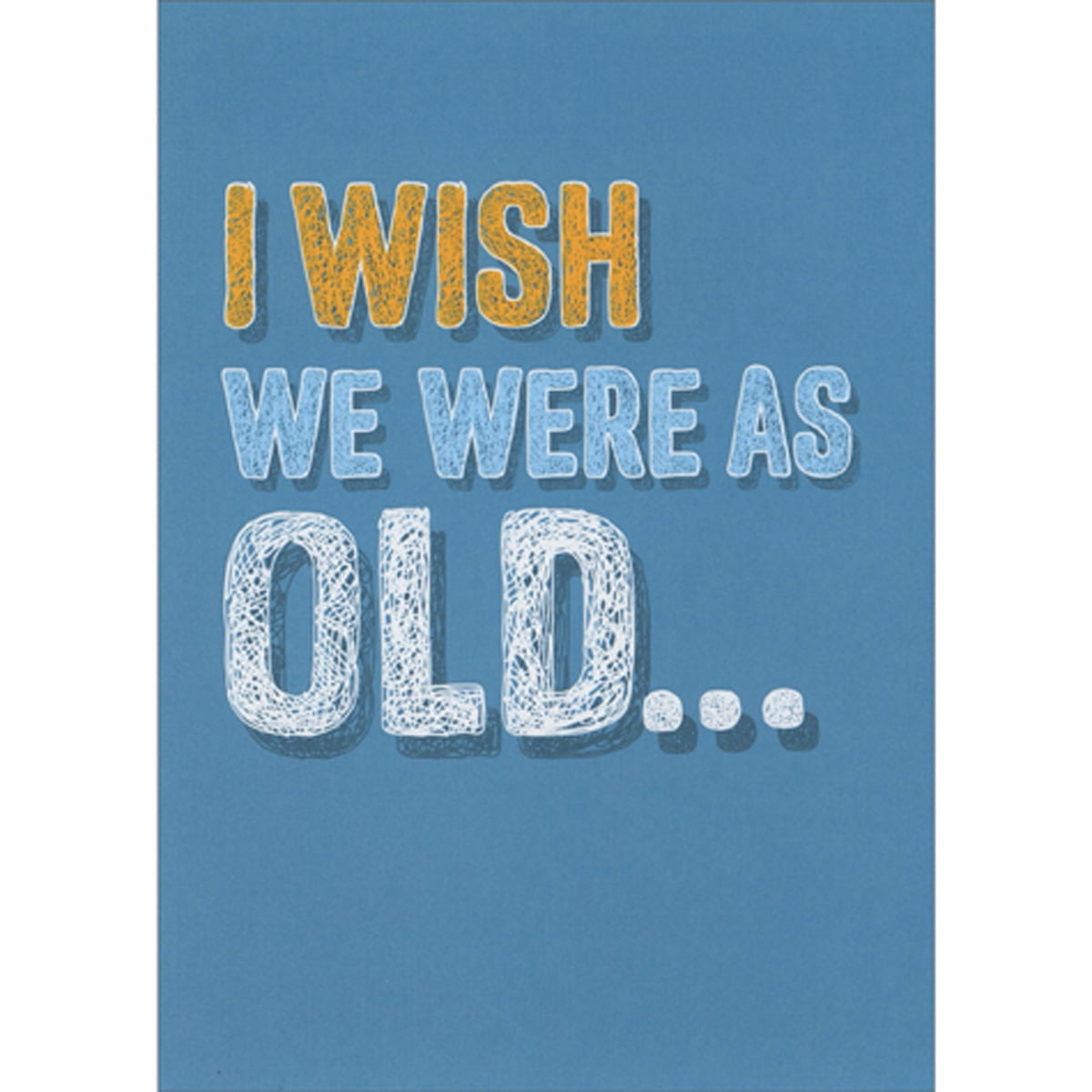 front of card is yellow and blue text on a blue background