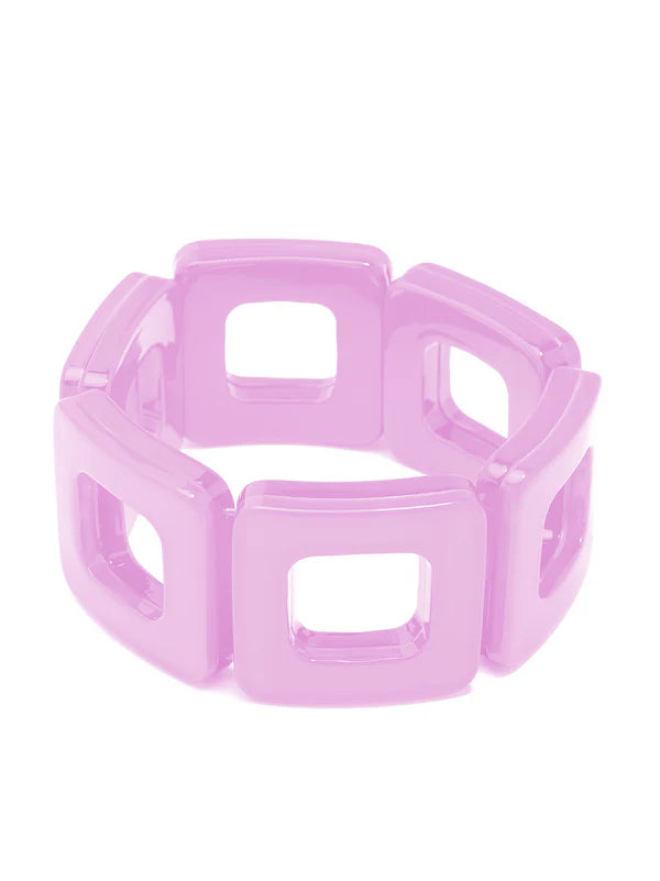 bracelet made of lavender resin squares shown on a white background