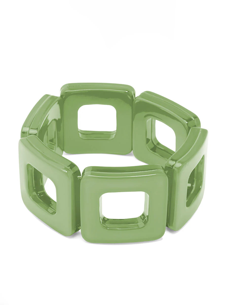 bracelet made from glossy green resin squares.