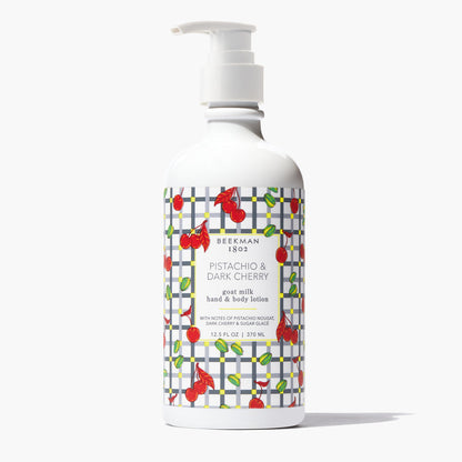 bottle of Pistachio Dark Cherry Goat Milk Lotion 