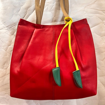 front of celine tote with leather tassel.