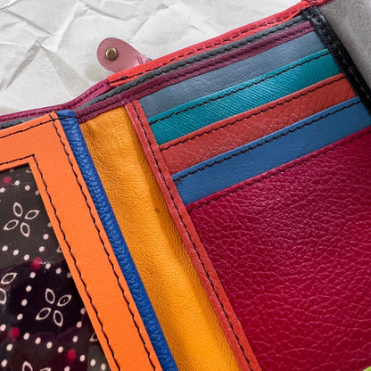 close-up of colorful card slots