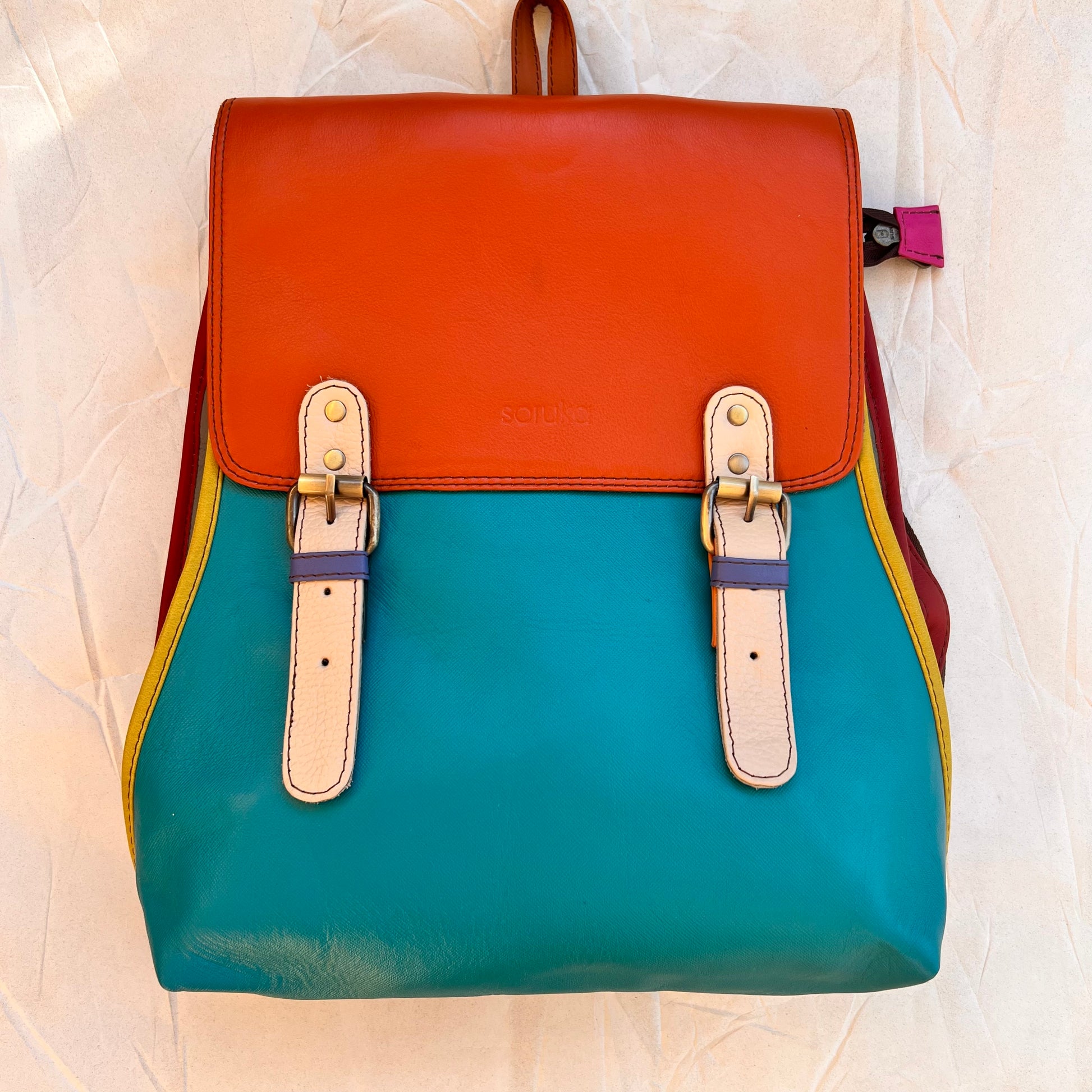 front view of Turquoise jordyn backpack.