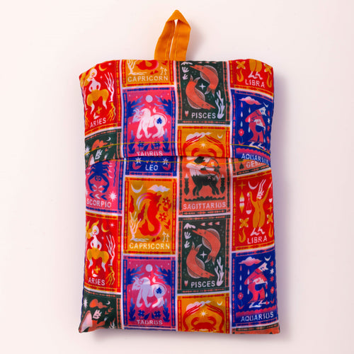 Steven Fritters Zodiac Art Sack folded into carrying bag.