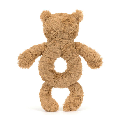back view of Bartholomew Bear Ring Rattle Plush Toy