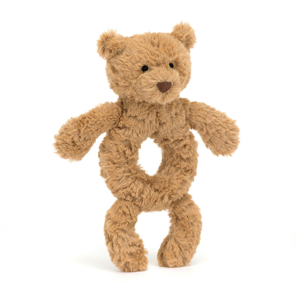 front view of Bartholomew Bear Ring Rattle Plush Toy