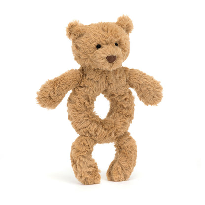 front view of Bartholomew Bear Ring Rattle Plush Toy