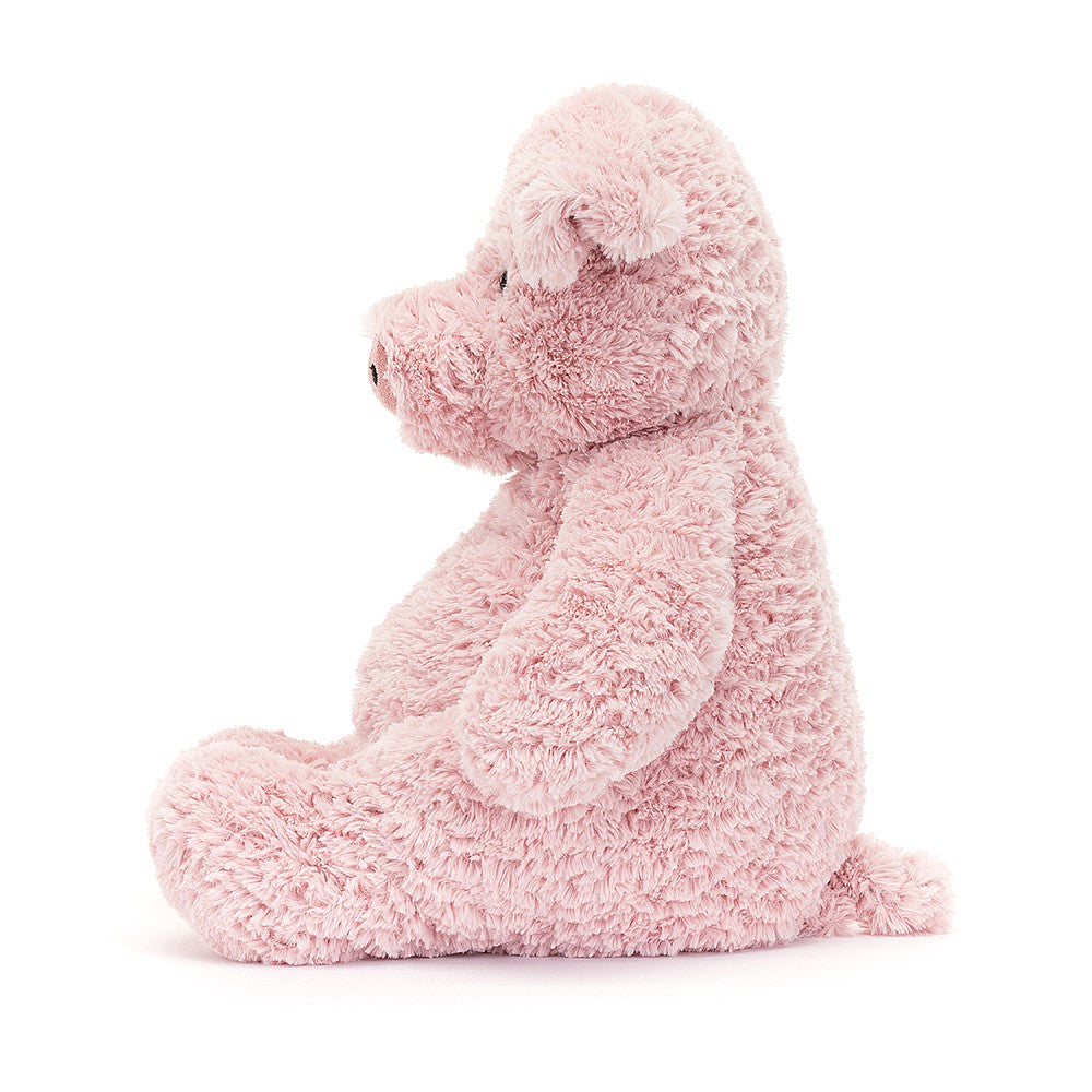 side view of Barnabus Pig Plush Toy displayed against a white background