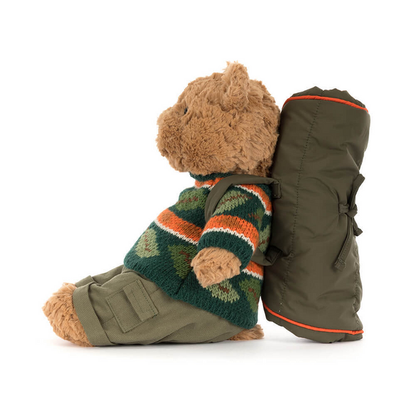 side view of Bartholomew Bear Hiking Outfit Plush Toy