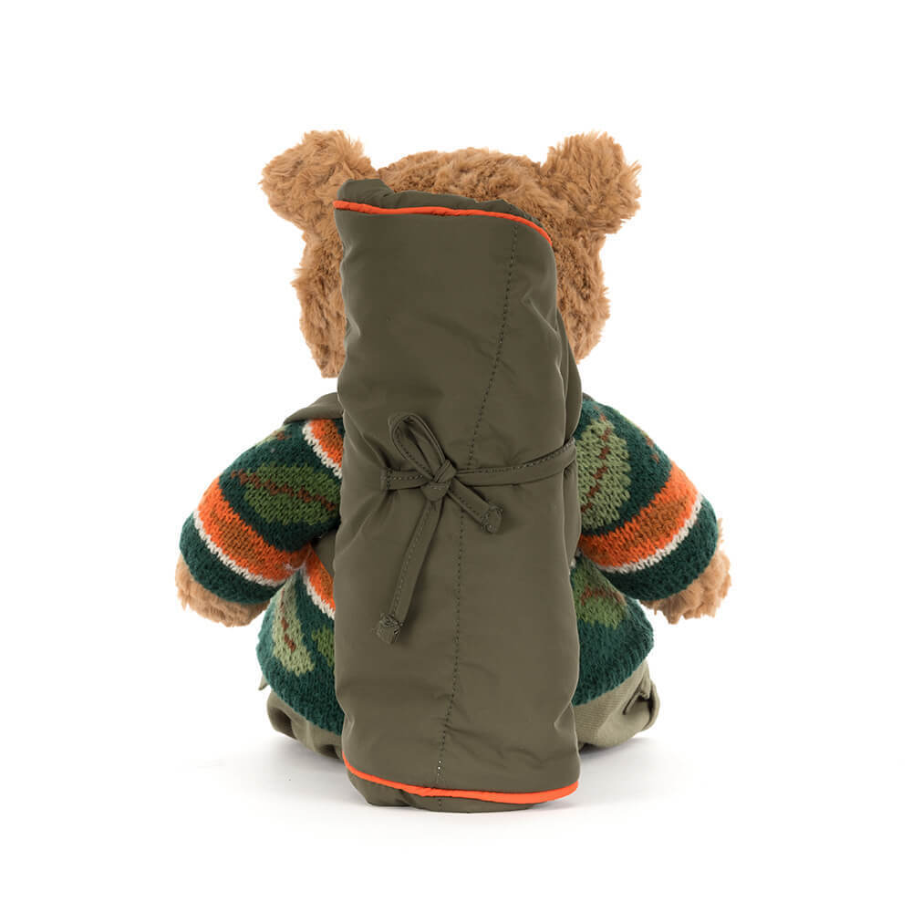 back view of Bartholomew Bear Hiking Outfit Plush Toy