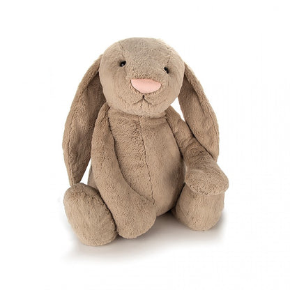 front view of the beige bashful bunny on a white background