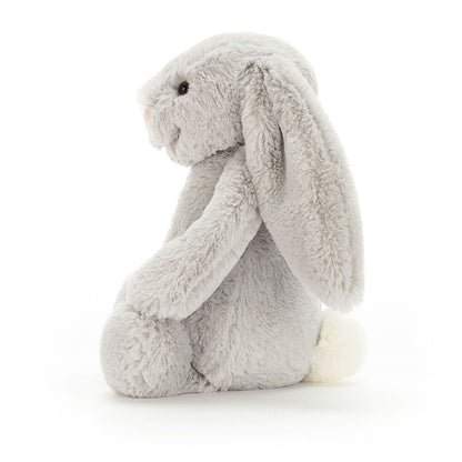side view of Bashful Silver Bunny Plush Toy