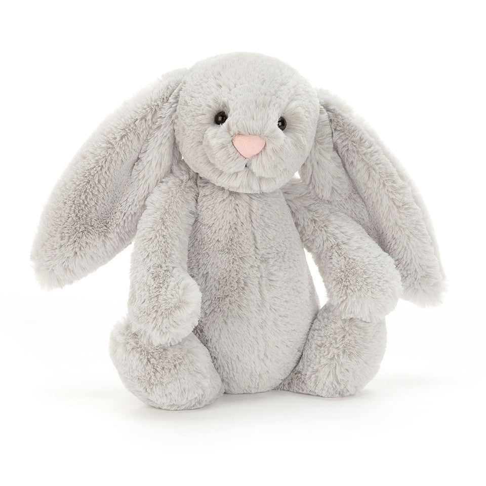 front view of Bashful Silver Bunny Plush Toy