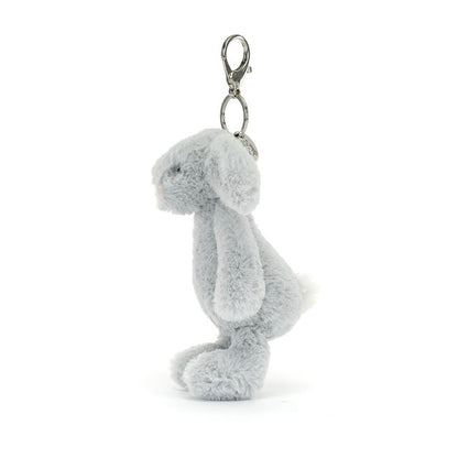 side view of silver Bashful Bunny Bag Charm Plush Toy